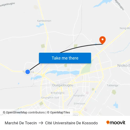 Marché De Toecin to Cité Universitaire De Kossodo map