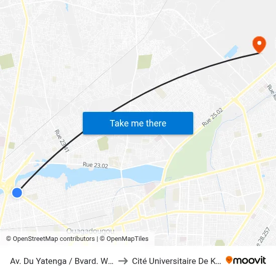Av. Du Yatenga / Bvard. Wam-Godi to Cité Universitaire De Kossodo map