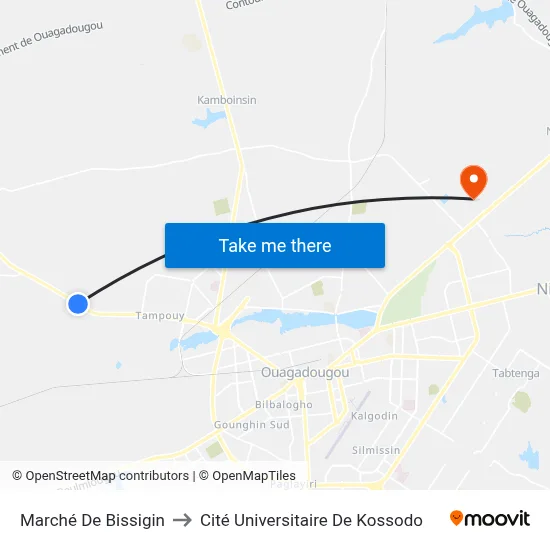 Marché De Bissigin to Cité Universitaire De Kossodo map