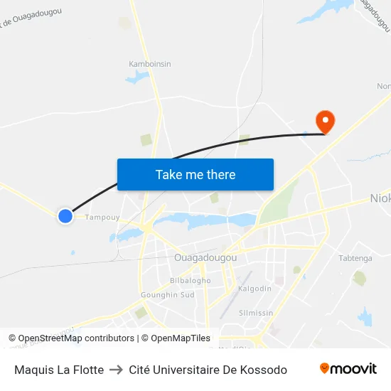 Maquis La Flotte to Cité Universitaire De Kossodo map