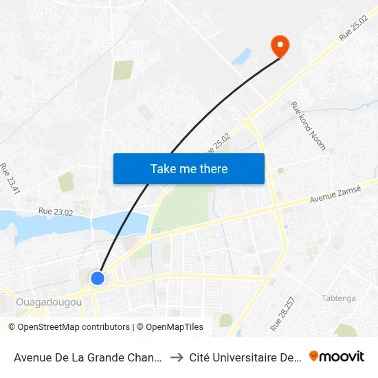 Avenue De La Grande Chancellerie, 387 to Cité Universitaire De Kossodo map