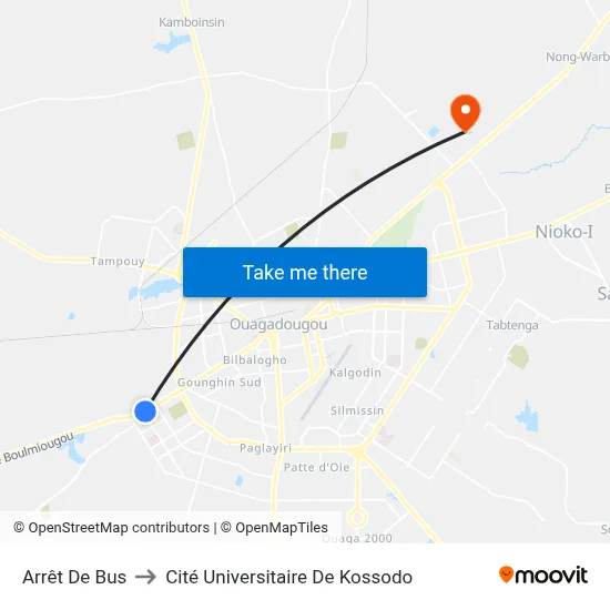 Arrêt De Bus to Cité Universitaire De Kossodo map