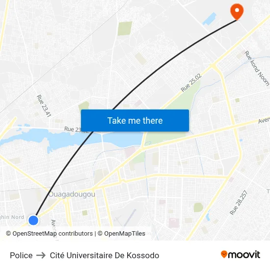 Police to Cité Universitaire De Kossodo map
