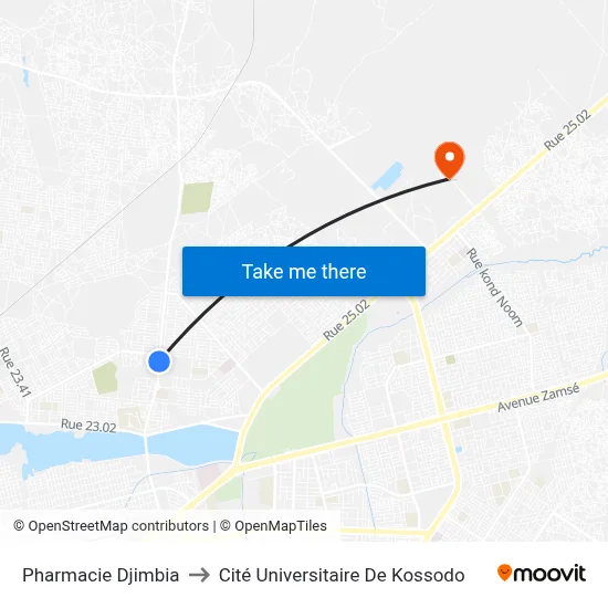 Pharmacie Djimbia to Cité Universitaire De Kossodo map