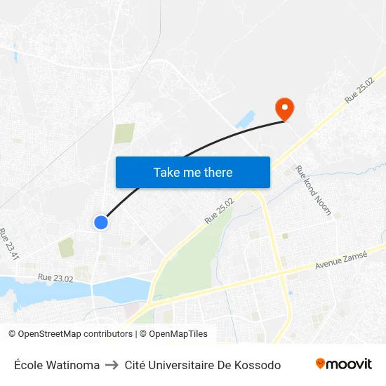 École Watinoma to Cité Universitaire De Kossodo map