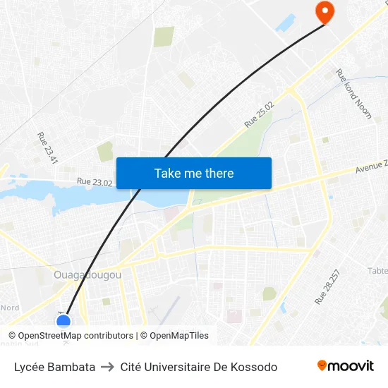Lycée Bambata to Cité Universitaire De Kossodo map