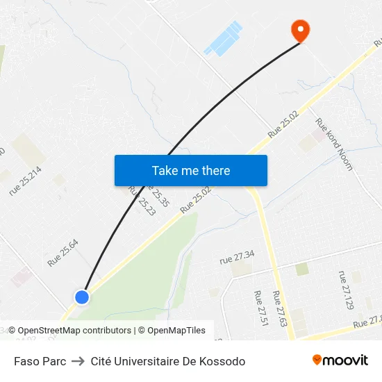 Faso Parc to Cité Universitaire De Kossodo map