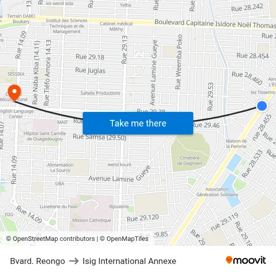 Bvard. Reongo to Isig International Annexe map
