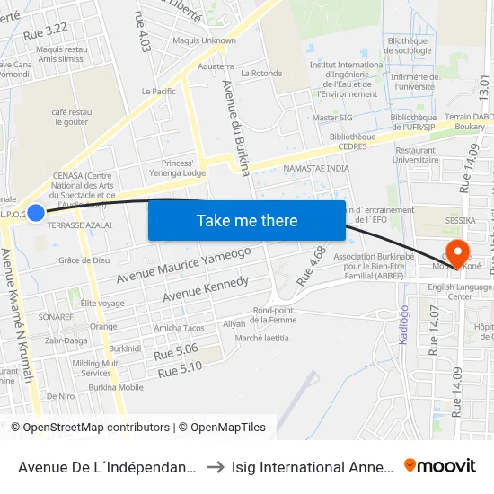 Avenue De L´Indépendance to Isig International Annexe map