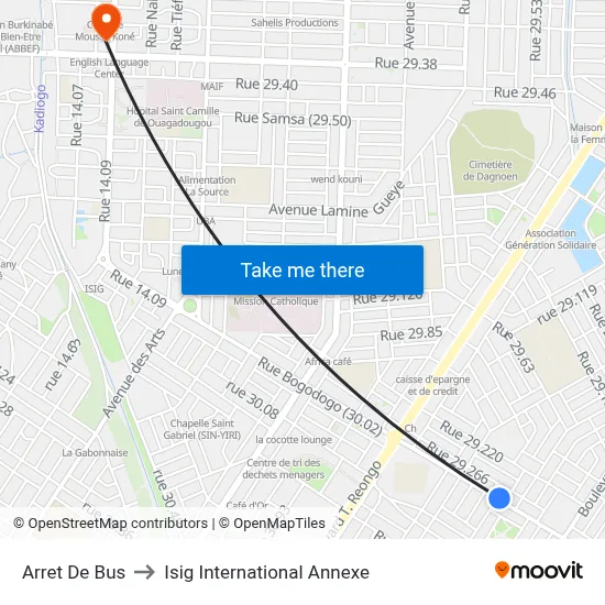 Arret De Bus to Isig International Annexe map
