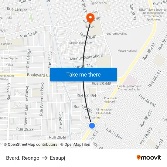 Bvard. Reongo to Essupj map