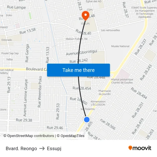Bvard. Reongo to Essupj map
