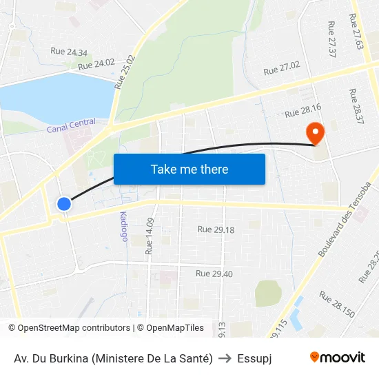 Av. Du Burkina (Ministere De La Santé) to Essupj map