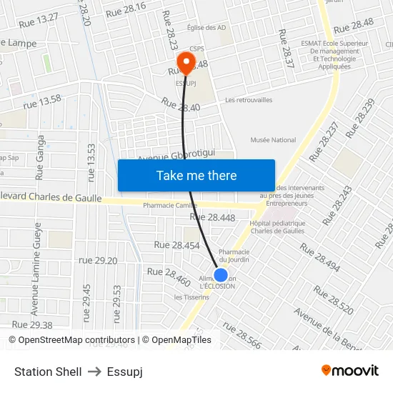 Station Shell to Essupj map