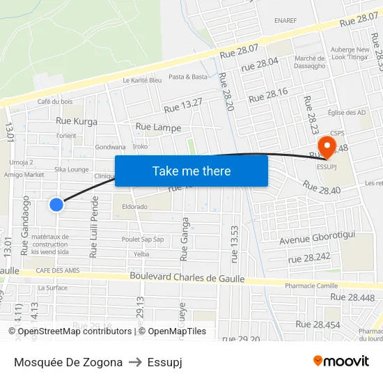 Mosquée De Zogona to Essupj map