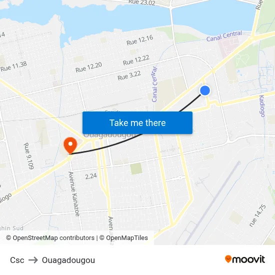Csc to Ouagadougou map