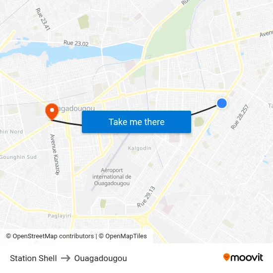Station Shell to Ouagadougou map
