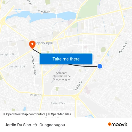 Jardin Du Siao to Ouagadougou map