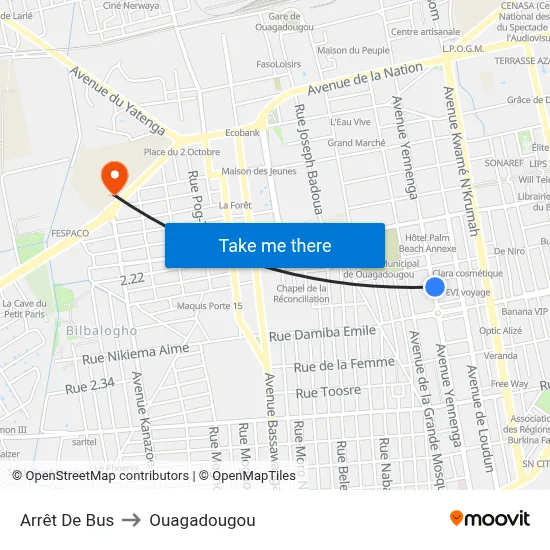 Arrêt De Bus to Ouagadougou map