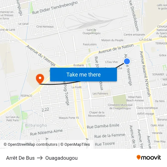 Arrêt De Bus to Ouagadougou map
