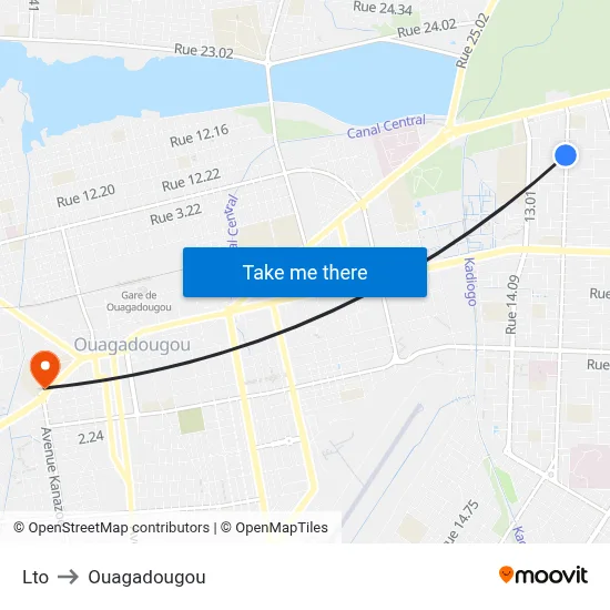 Lto to Ouagadougou map