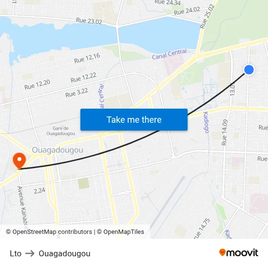 Lto to Ouagadougou map