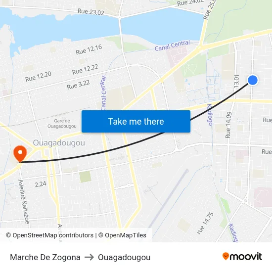 Marche De Zogona to Ouagadougou map