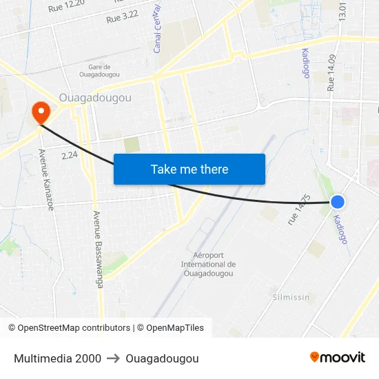 Multimedia 2000 to Ouagadougou map