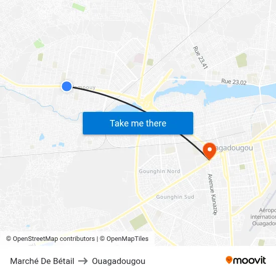 Marché De Bétail to Ouagadougou map