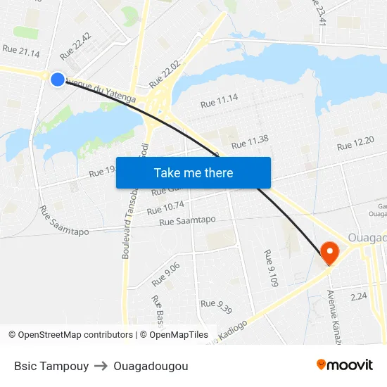 Bsic Tampouy to Ouagadougou map