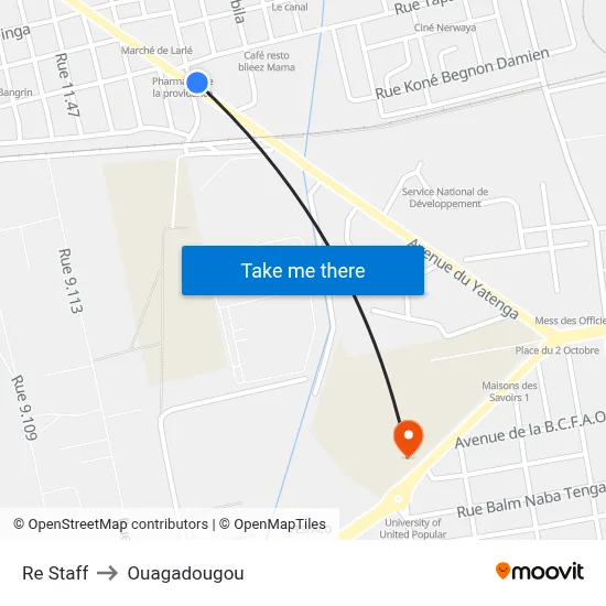 Re Staff to Ouagadougou map