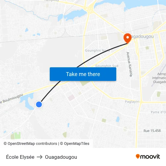 École Elysée to Ouagadougou map