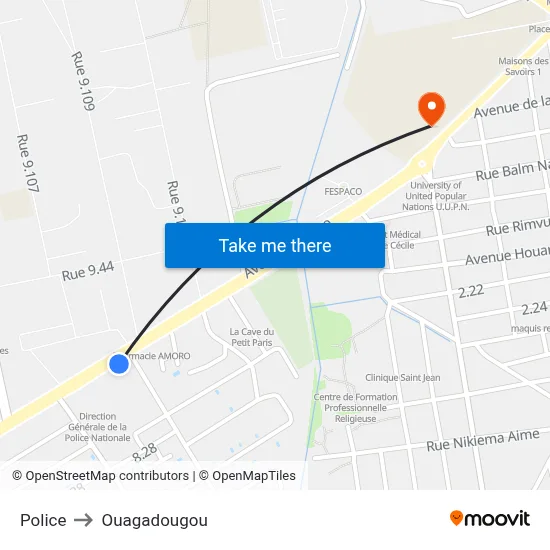 Police to Ouagadougou map