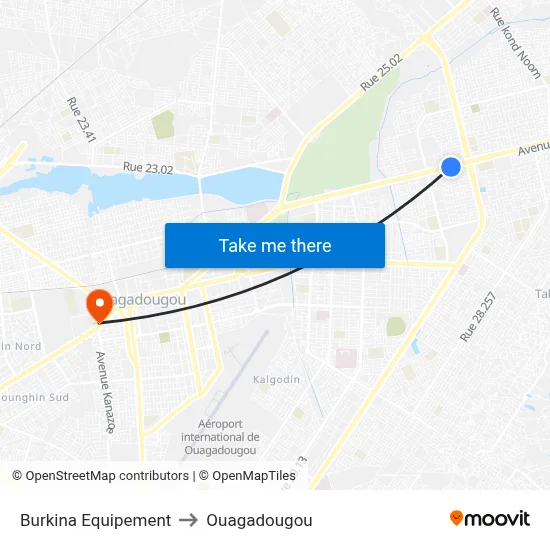 Burkina Equipement to Ouagadougou map