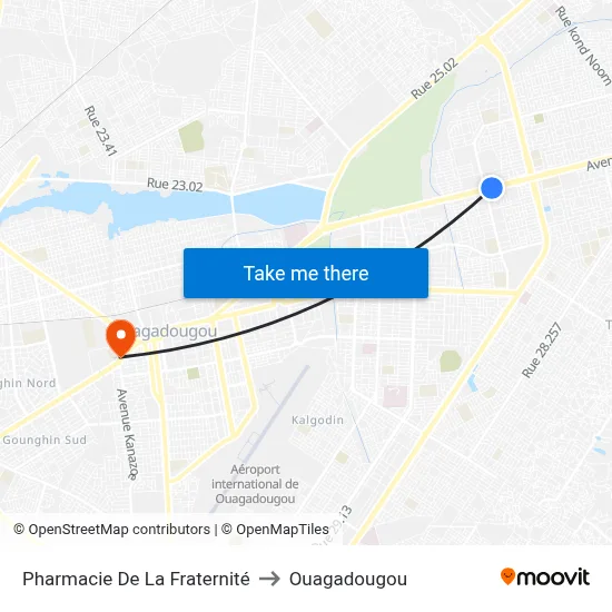 Pharmacie De La Fraternité to Ouagadougou map