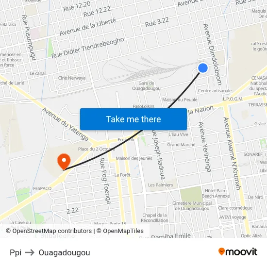 Ppi to Ouagadougou map