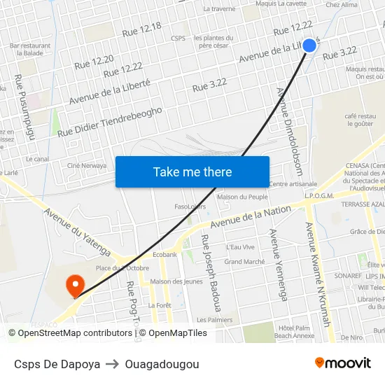 Csps De Dapoya to Ouagadougou map