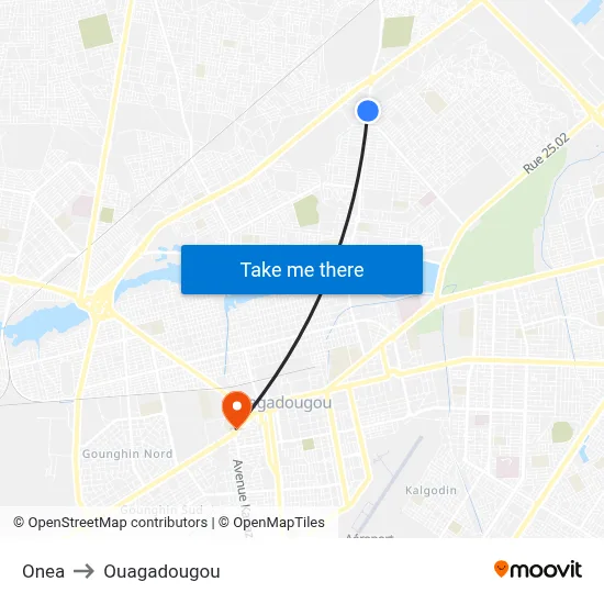 Onea to Ouagadougou map