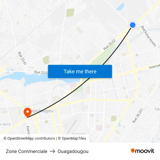 Zone Commerciale to Ouagadougou map