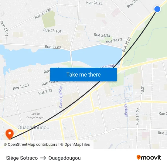 Siége Sotraco to Ouagadougou map