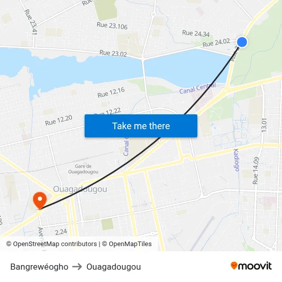 Bangrewéogho to Ouagadougou map