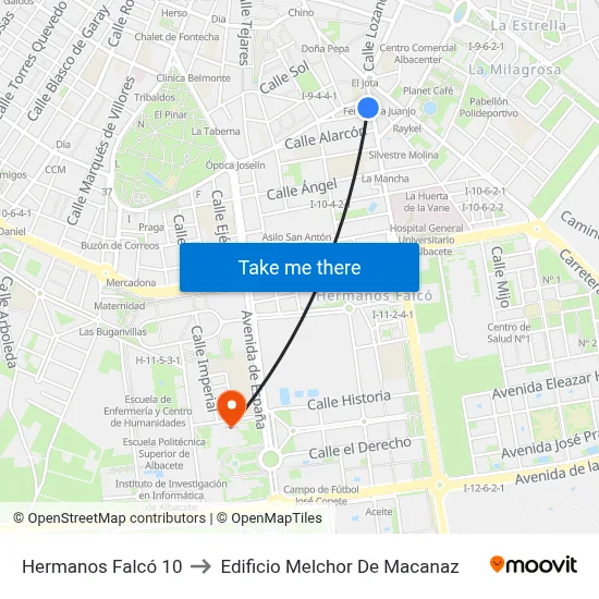 Hermanos Falcó 10 to Edificio Melchor De Macanaz map