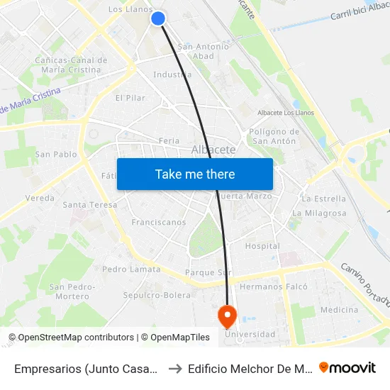 Empresarios (Junto Casas Ibañez) to Edificio Melchor De Macanaz map