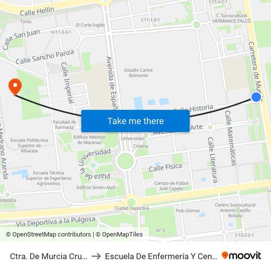 Ctra. De Murcia Cruce C/ Historia) to Escuela De Enfermería Y Centro De Humanidades map