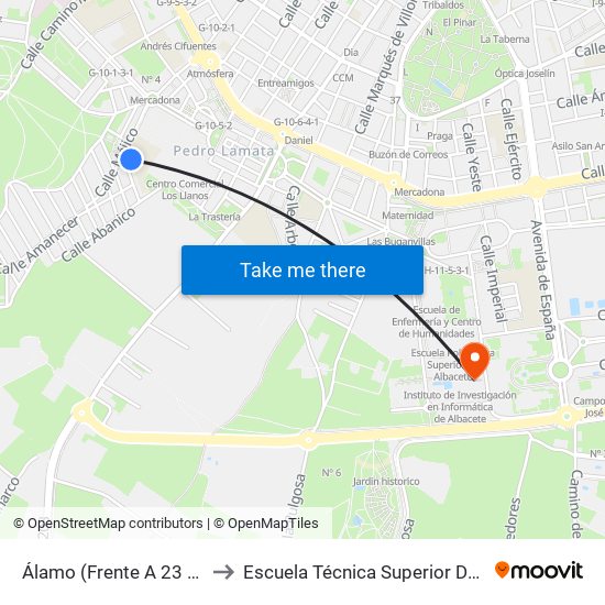 Álamo (Frente A 23 - Barrio San Pedro) to Escuela Técnica Superior De Ingenieros Agrónomos map