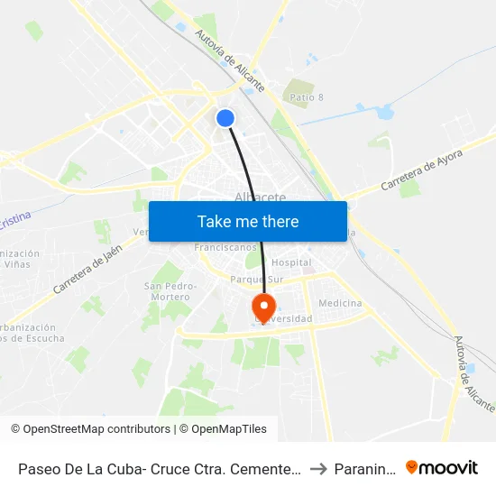 Paseo De La Cuba- Cruce Ctra. Cementerio to Paraninfo map