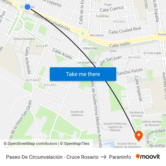 Paseo De Circunvalación - Cruce Rosario to Paraninfo map
