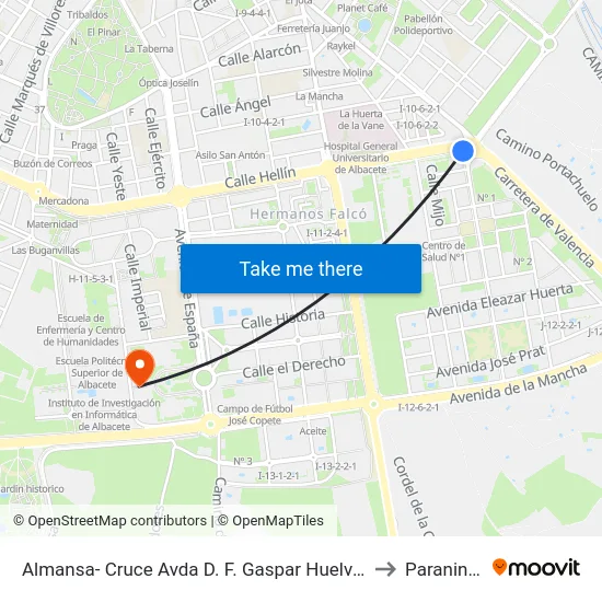 Almansa- Cruce Avda D. F. Gaspar Huelves to Paraninfo map