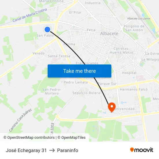 José Echegaray 31 to Paraninfo map