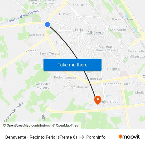 Benavente - Recinto Ferial (Frente 6) to Paraninfo map